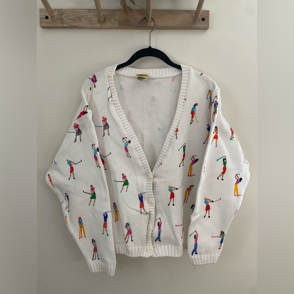 VINTAGE Golf Cardigan White - Size Medium